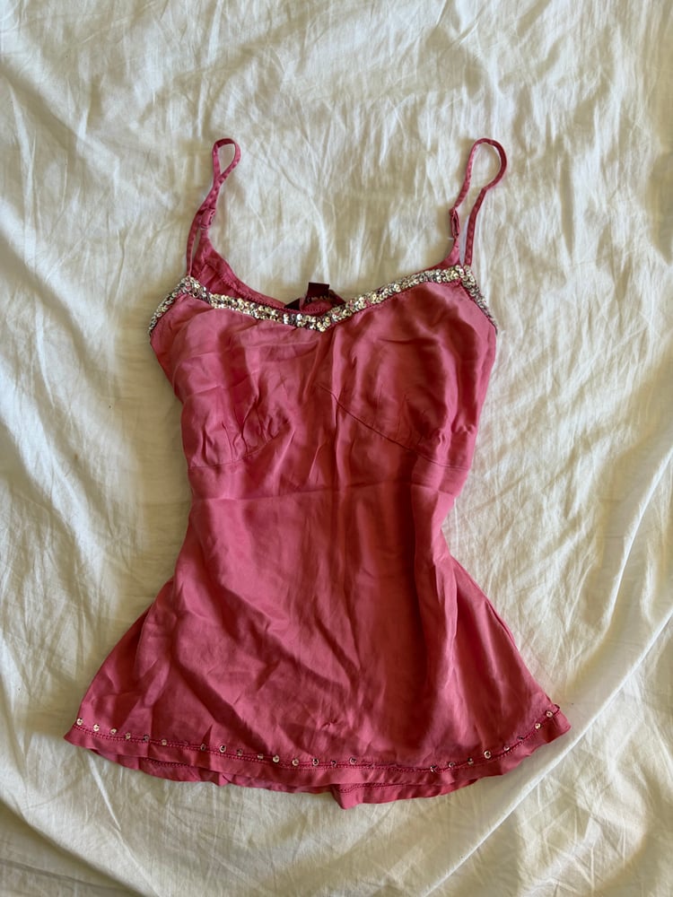 Vintage Y2K pink silk sequin cami