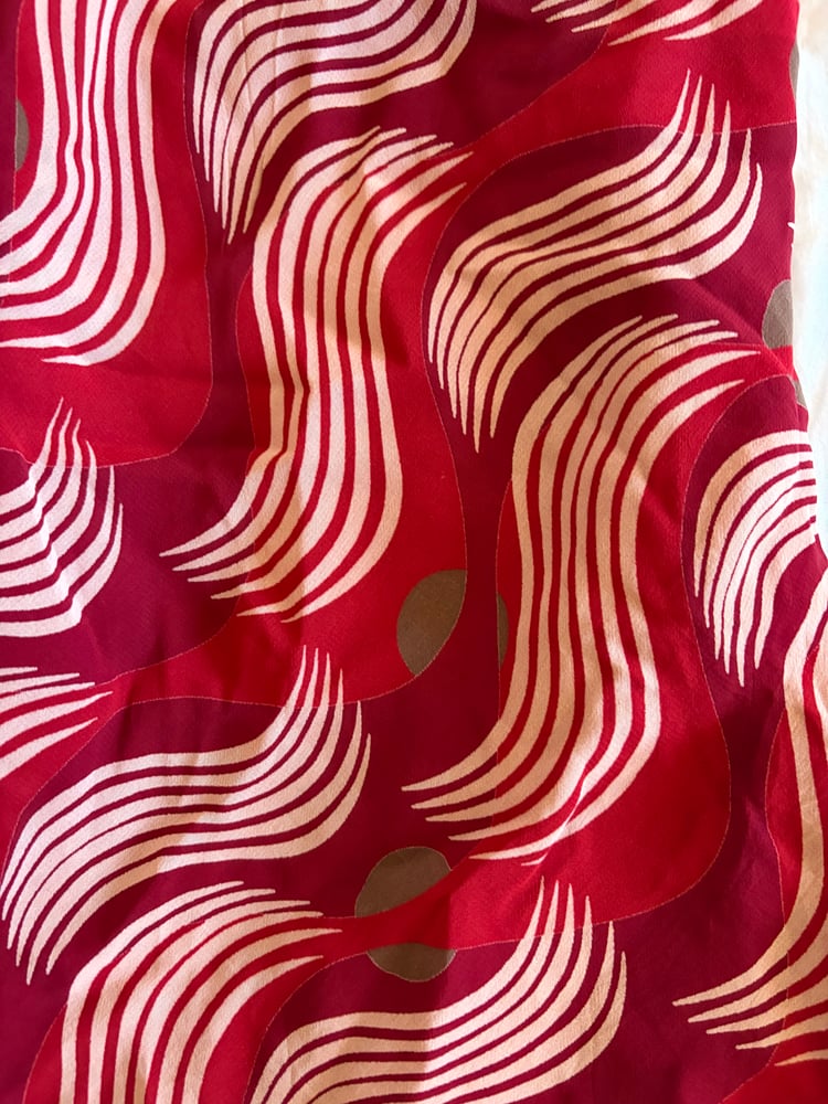 Vintage Y2K red and pink swirl halter neck top with retro print