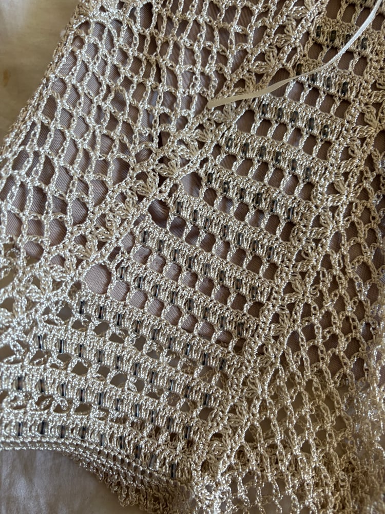 Vintage Y2K crochet beaded cami with ribbon bust detail BNWT