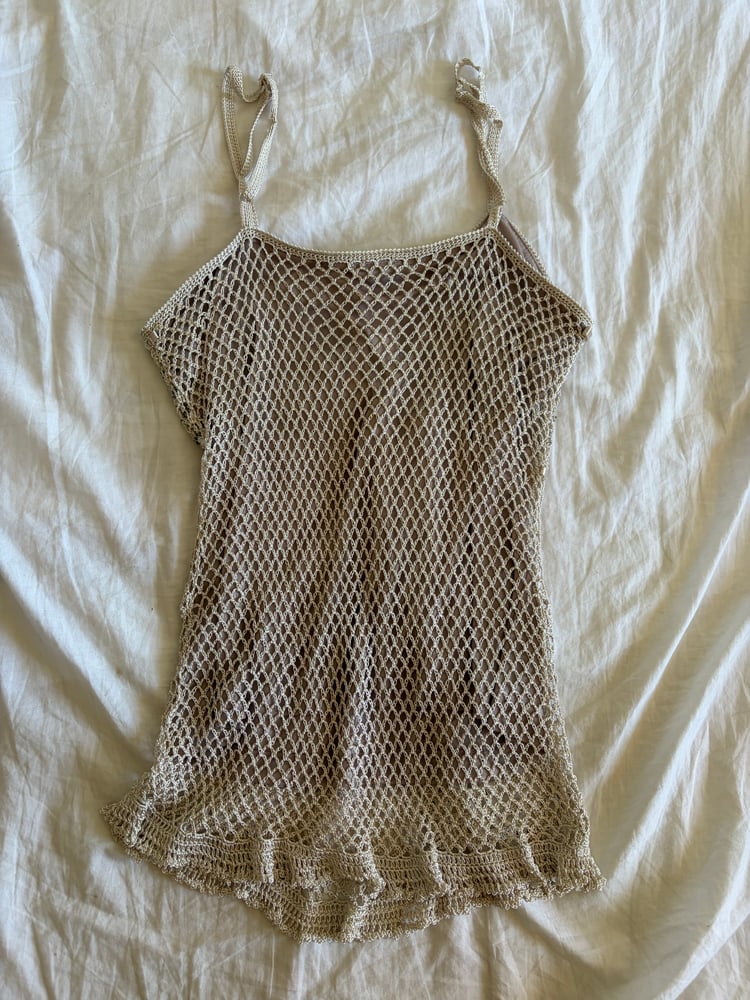 Vintage Y2K crochet beaded cami with ribbon bust detail BNWT