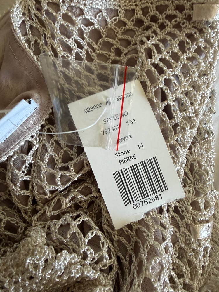 Vintage Y2K crochet beaded cami with ribbon bust detail BNWT