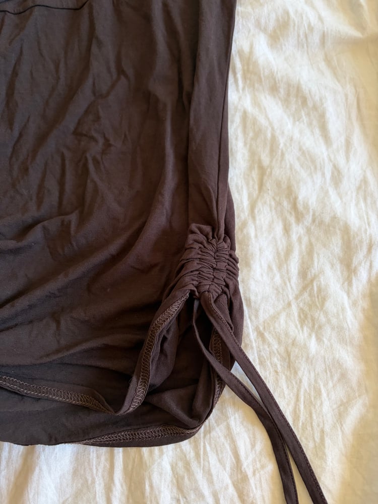 Vintage Y2K chocolate brown ruched sides cami with buckle detail