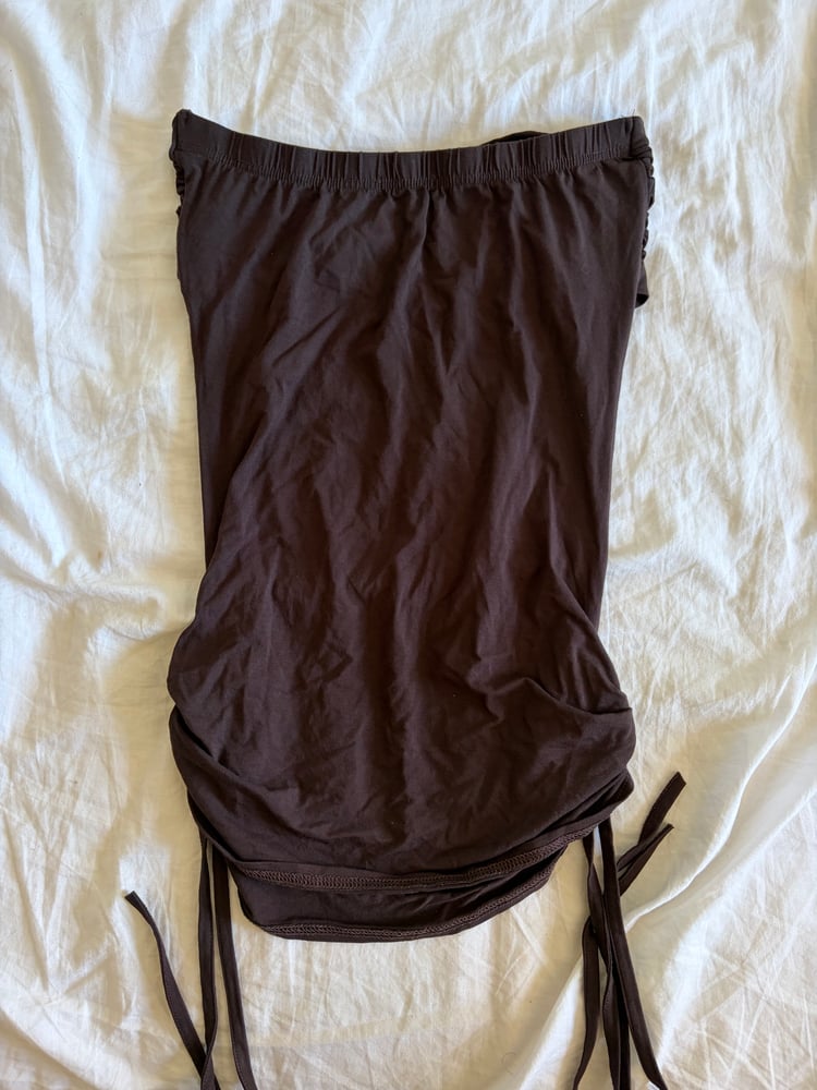 Vintage Y2K chocolate brown ruched sides cami with buckle detail