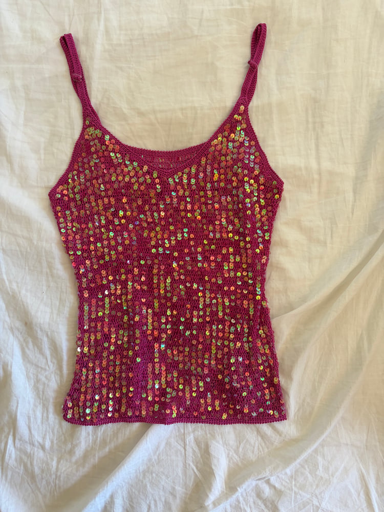 Vintage Y2K pink iridescent mermaid sequin cami