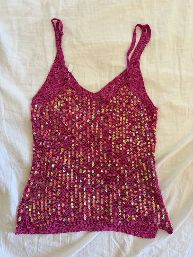 Vintage Y2K pink iridescent mermaid sequin cami