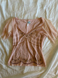 Vintage Y2K baby pink floral beaded top