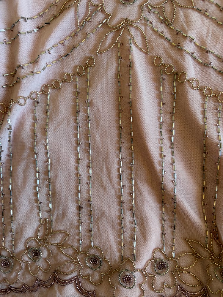 Vintage Y2K baby pink floral beaded top