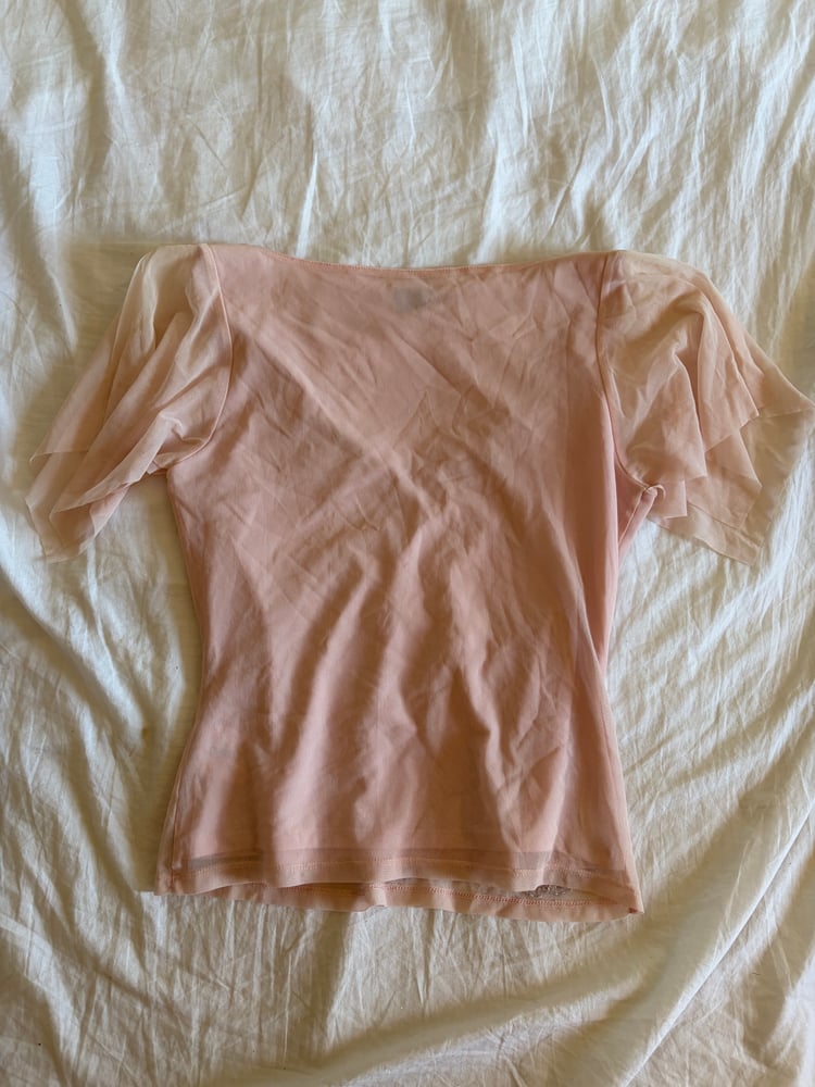 Vintage Y2K baby pink floral beaded top