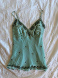 Vintage Y2K turquoise beaded silk fairy cami