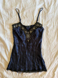 Vintage Y2K silk beaded and sequin gothic whimsy dark fairy cami