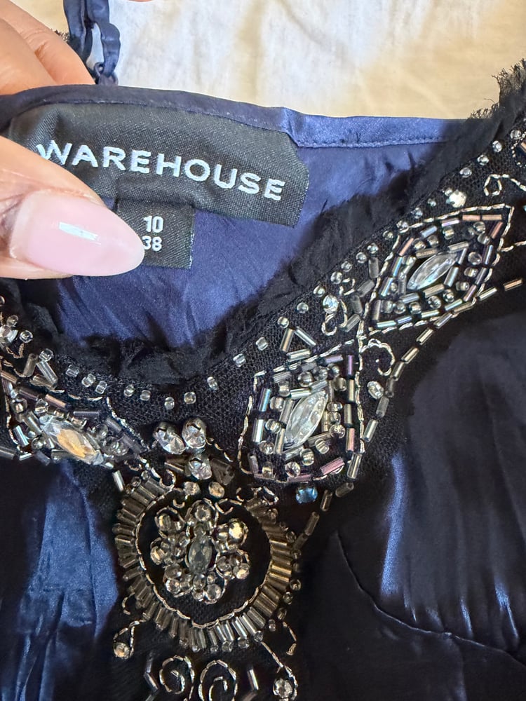 Vintage Y2K silk beaded and sequin gothic whimsy dark fairy cami