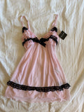 Vintage Y2K baby pink and black ruffle babydoll cami
