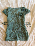 Vintage Y2K floral lace and embroidered tie ruffle hem back top with floral applique