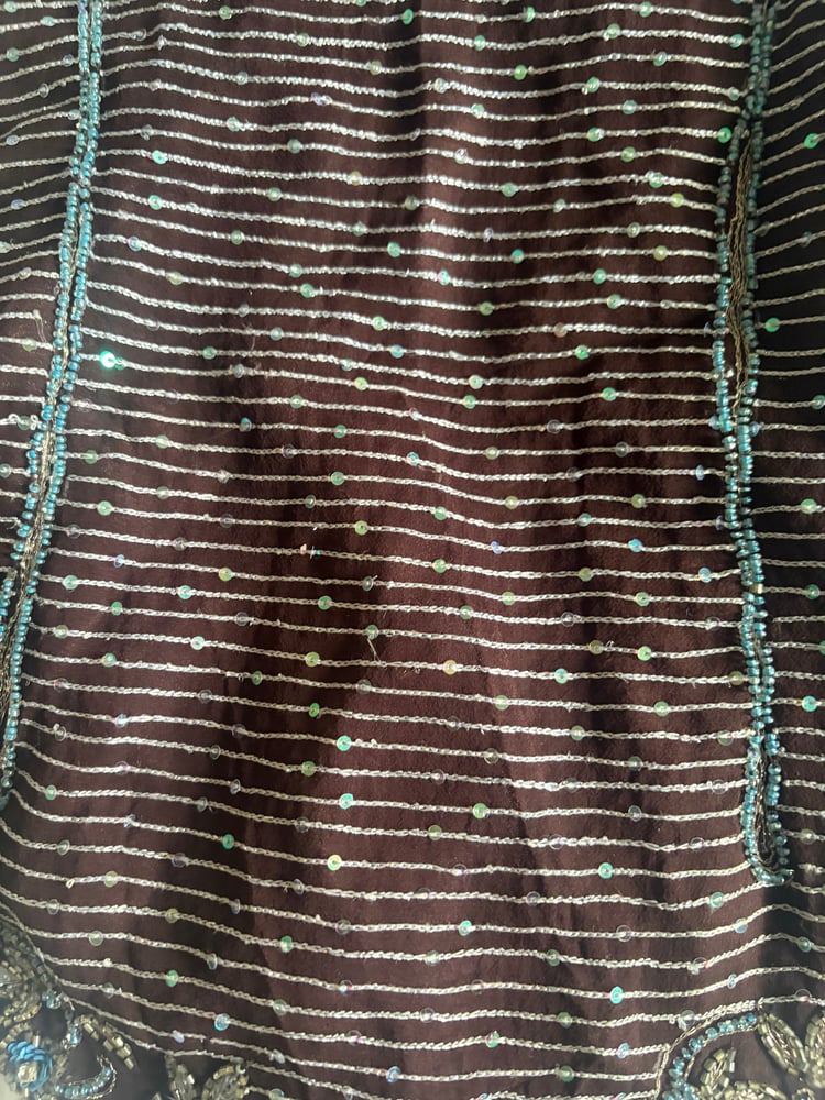 Vintage Y2K Aftershock purple asymmetrical hem beaded and iridescent sequin silk fairy cami