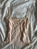 Vintage Y2K baby cami with mesh bust detail and ribbon bow