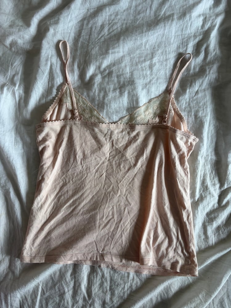 Vintage Y2K baby cami with mesh bust detail and ribbon bow