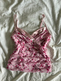 Vintage Y2K Etam baby pink floral ruched detail a cami