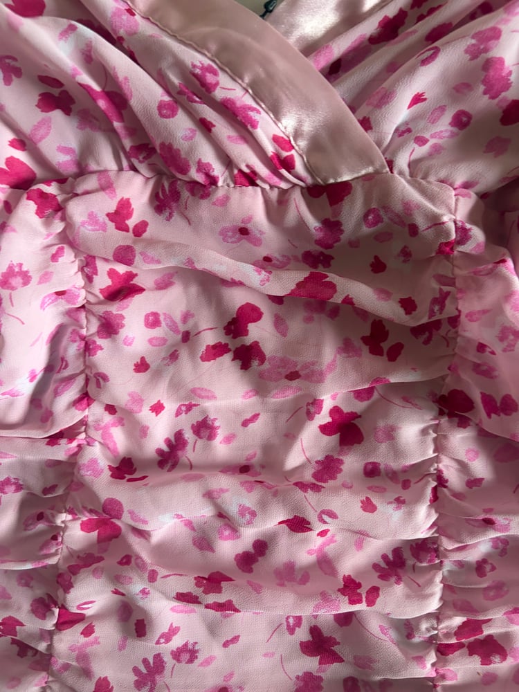 Vintage Y2K Etam baby pink floral ruched detail a cami