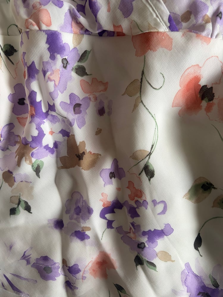 Vintage Y2K floral floaty pastel cami with frilly sleeves and double hem
