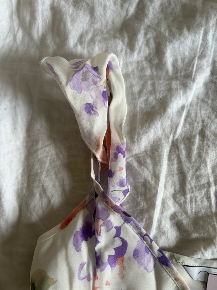Vintage Y2K floral floaty pastel cami with frilly sleeves and double hem
