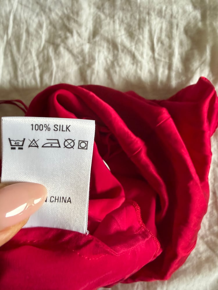 Vintage Y2K red silk cami with lace on bust