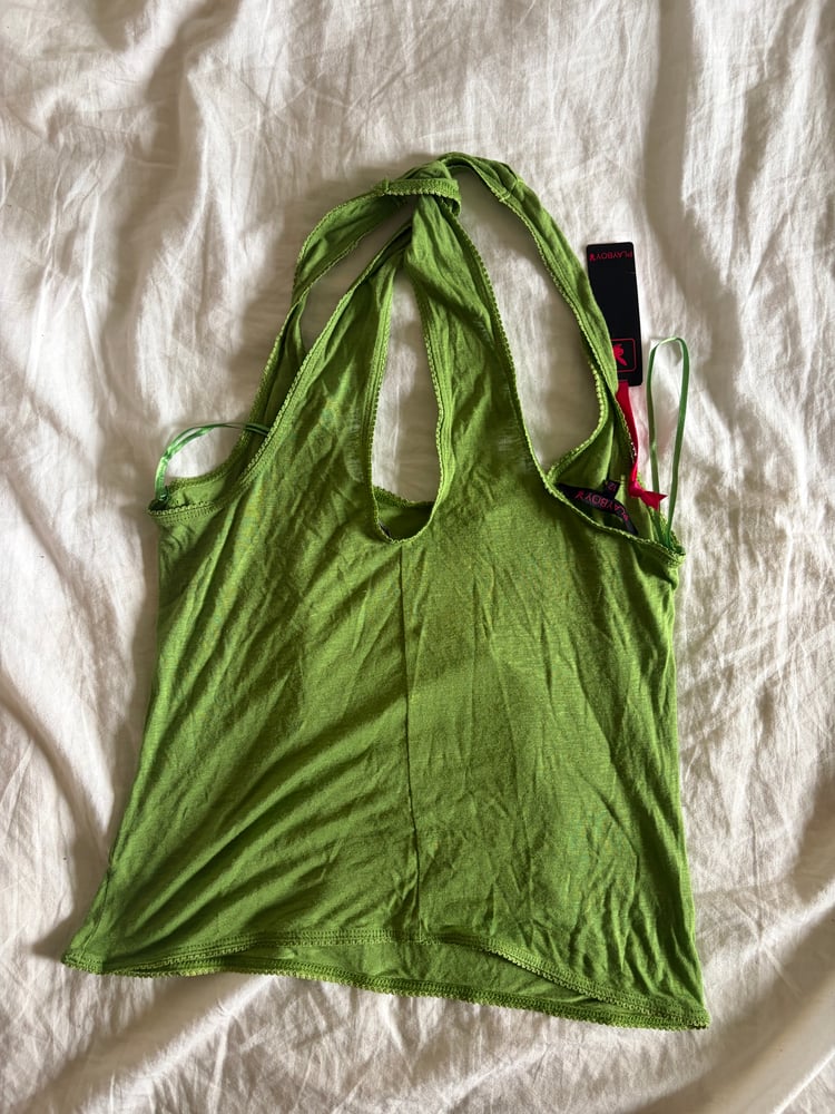 Vintage Y2K Playboy green halter neck cami 2000s deadstock BNWT