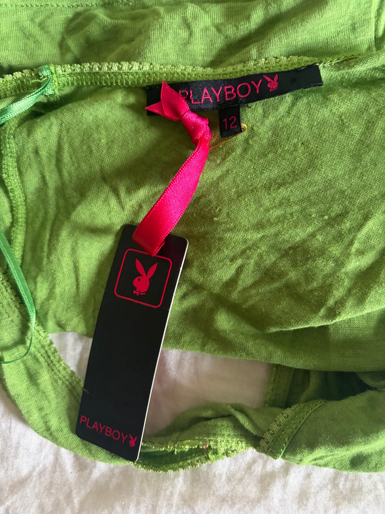 Vintage Y2K Playboy green halter neck cami 2000s deadstock BNWT