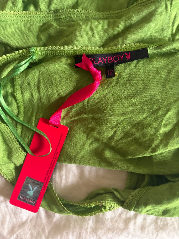 Vintage Y2K Playboy green halter neck cami 2000s deadstock BNWT