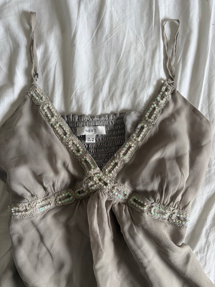 Vintage Y2K silk sequin and beaded cami