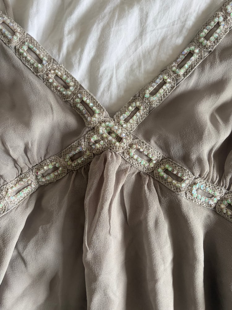 Vintage Y2K silk sequin and beaded cami