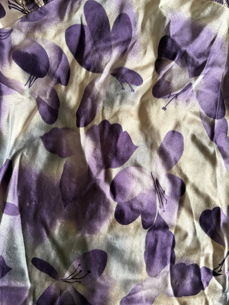 Vintage Y2K purple floral silk tie back sequin top