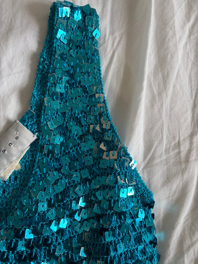 Vintage Y2K blue sequin crochet cami