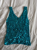 Vintage Y2K blue sequin crochet cami