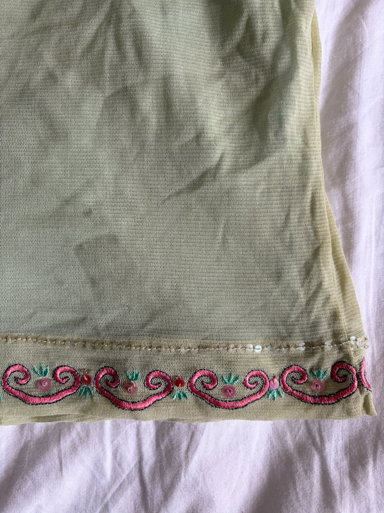 Vintage Y2K green and pink fairy sequin floral cami