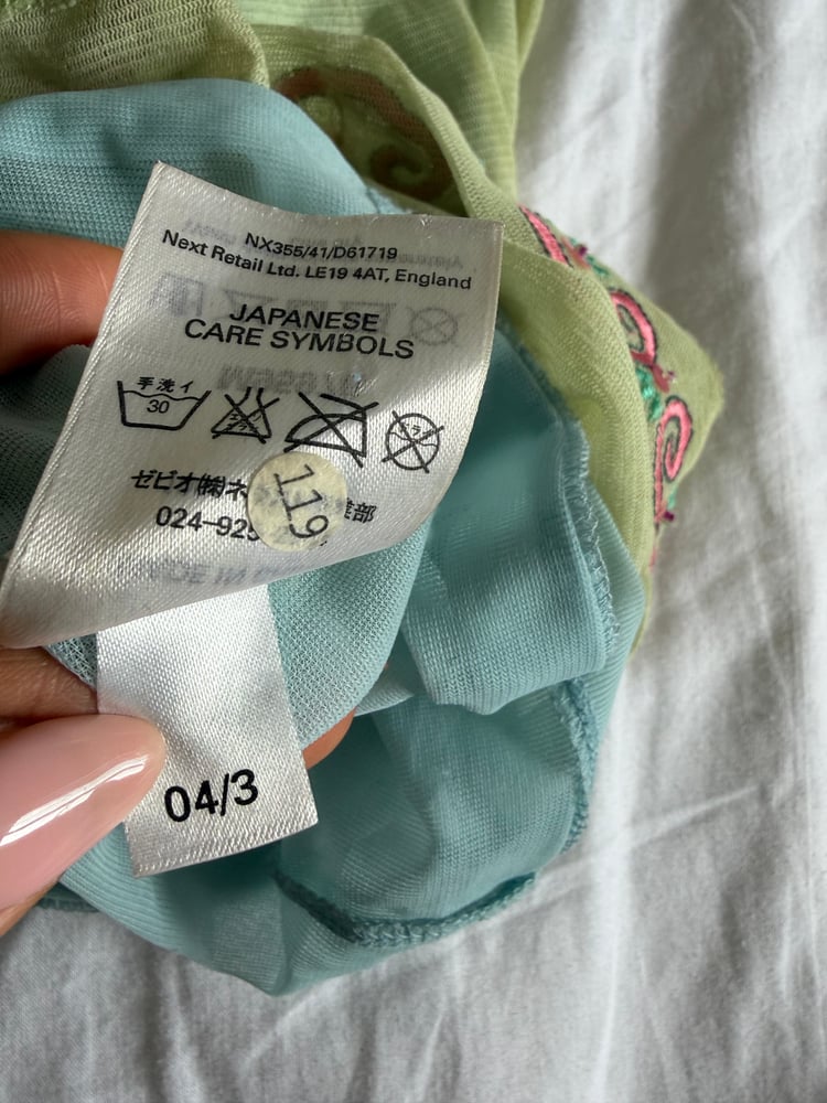 Vintage Y2K green and pink fairy sequin floral cami