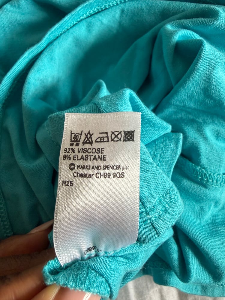 Vintage Y2K turquoise cami with o ring detail and built in necklace
