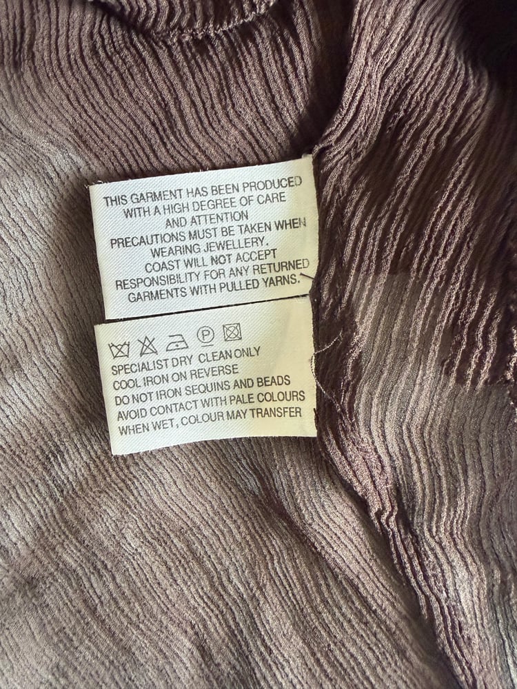 Vintage Y2K chocolate brown silk sequin handkerchief hem top