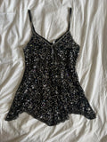 Vintage Y2K black sequin and beaded handkerchief