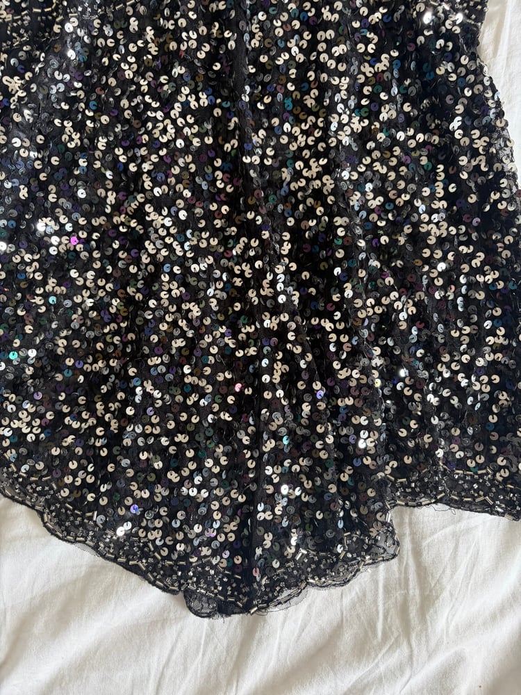 Vintage Y2K black sequin and beaded handkerchief