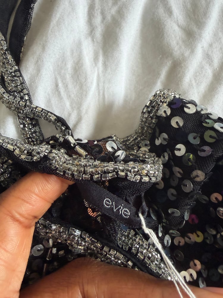Vintage Y2K black sequin and beaded handkerchief