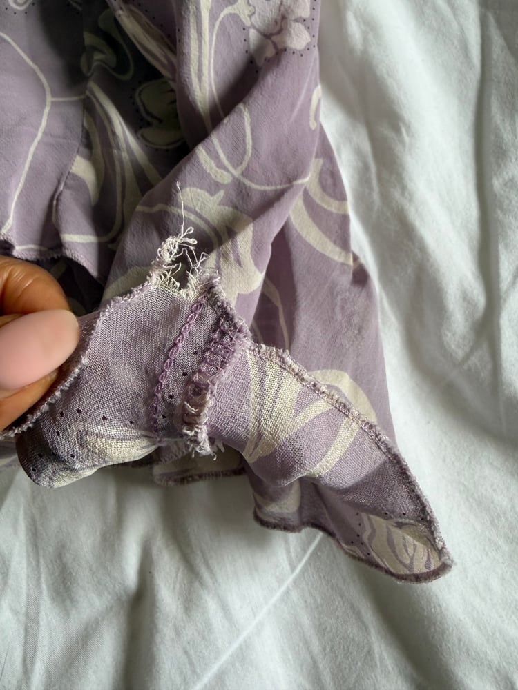 Vintage Y2K purple and white floral handkerchief hem skirt