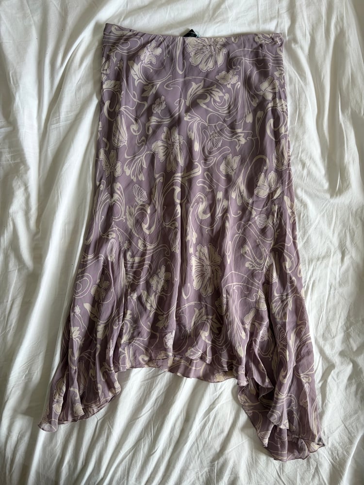Vintage Y2K purple and white floral handkerchief hem skirt