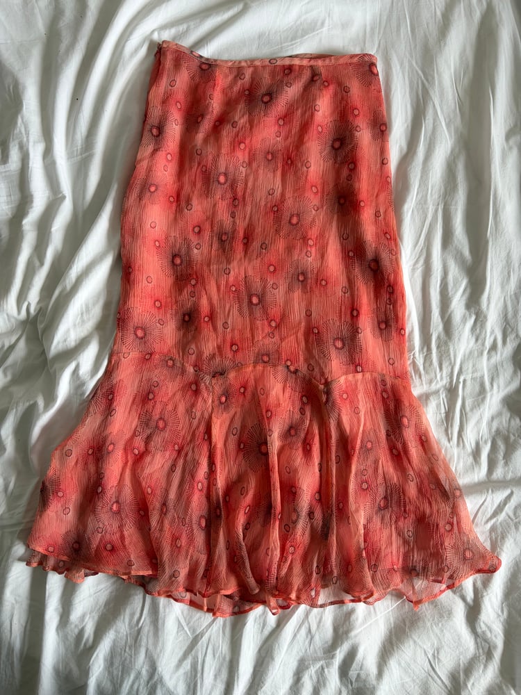Vintage Y2K orange floral silk mermaid fairy skirt