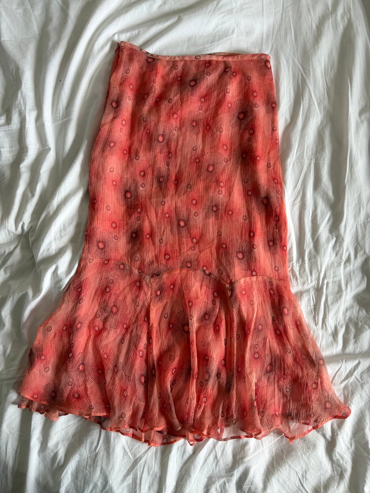 Vintage Y2K orange floral silk mermaid fairy skirt