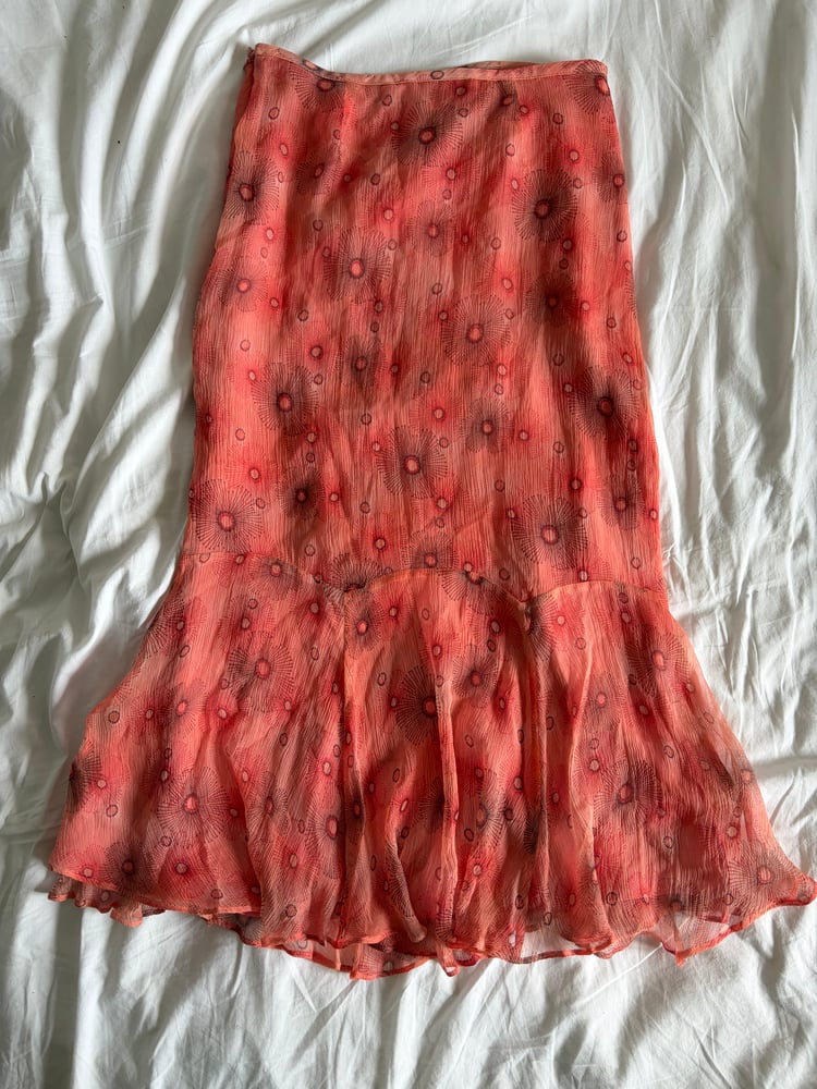 Vintage Y2K orange floral silk mermaid fairy skirt