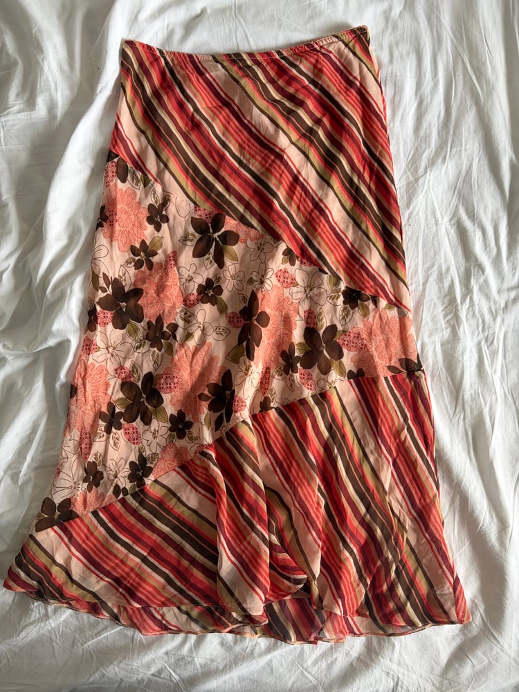 Vintage Y2K floral and pinstripe patchwork fairy skirt