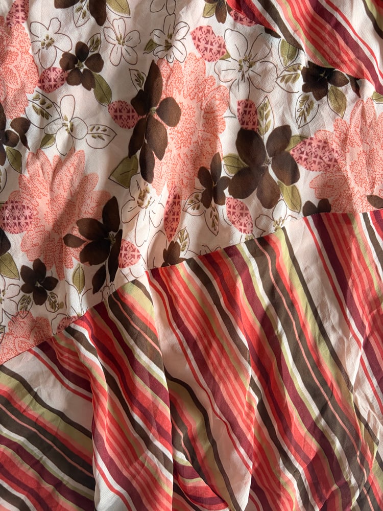 Vintage Y2K floral and pinstripe patchwork fairy skirt