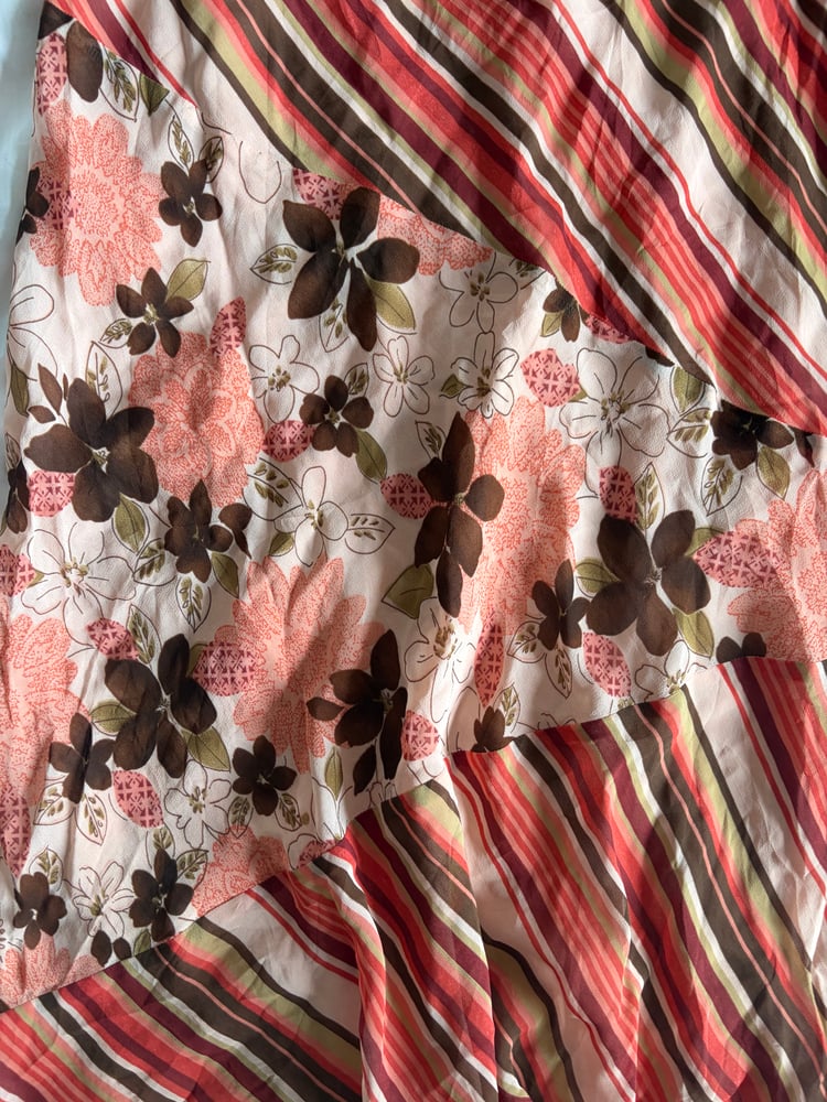 Vintage Y2K floral and pinstripe patchwork fairy skirt