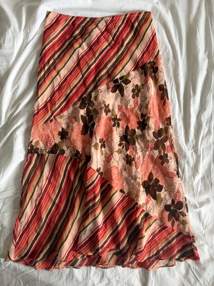 Vintage Y2K floral and pinstripe patchwork fairy skirt