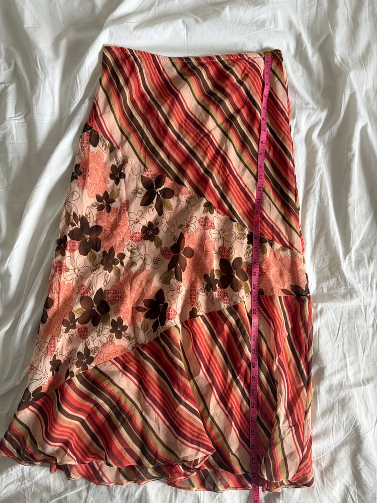 Vintage Y2K floral and pinstripe patchwork fairy skirt